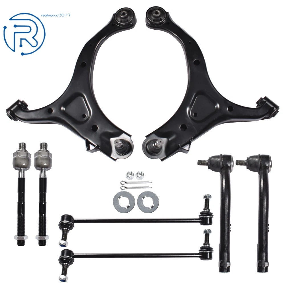 Set of 8 Control Arms Sway Bar Tie Rods for Hyundai Santa Fe, Kia Sorento