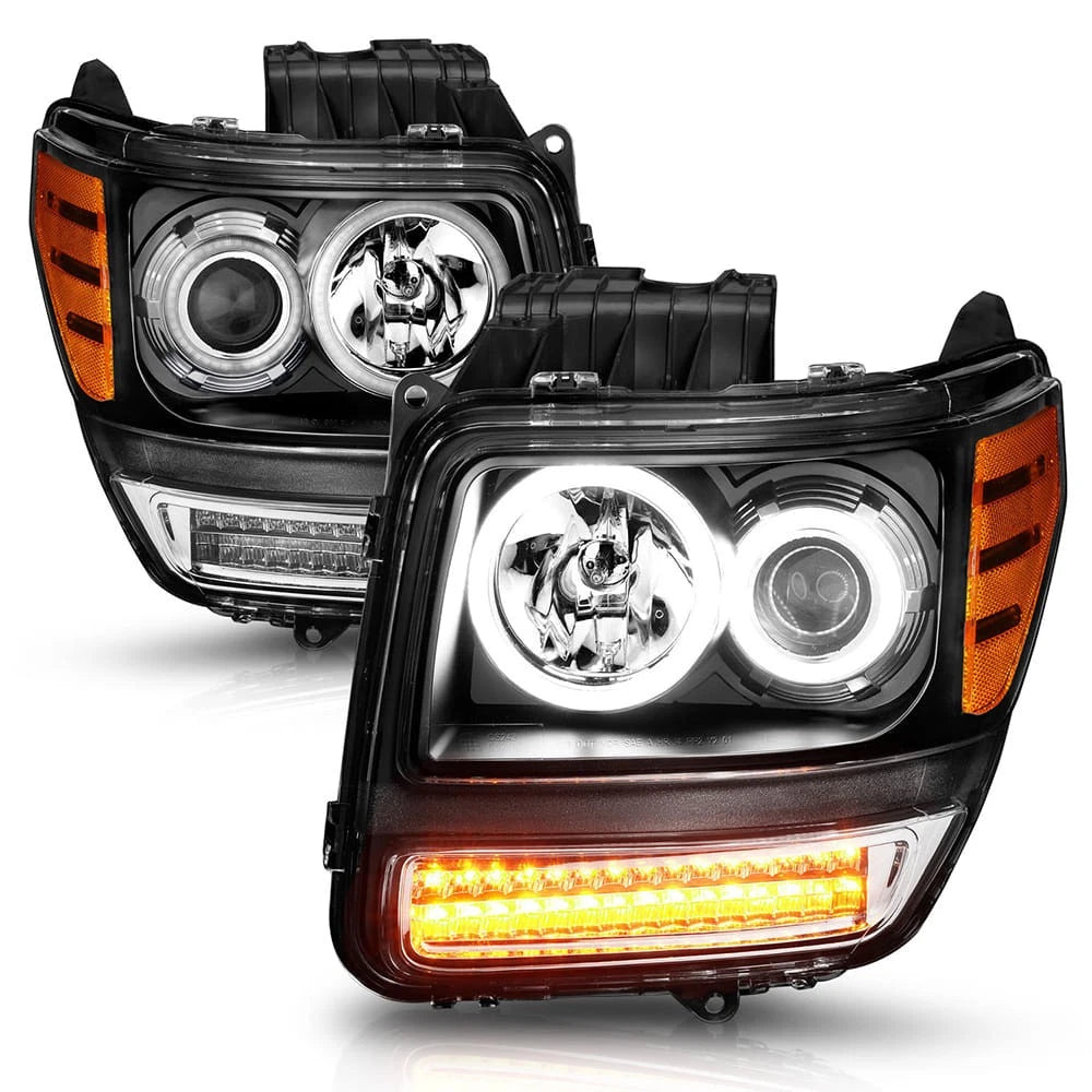 Projector Headlight Set Left Right for 2007-2011 Dodge Nitro Halo Style