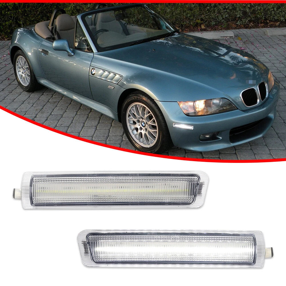 Pair Clear White LED Side Marker Lights for BMW Z3 M Coupe (1996–2002)