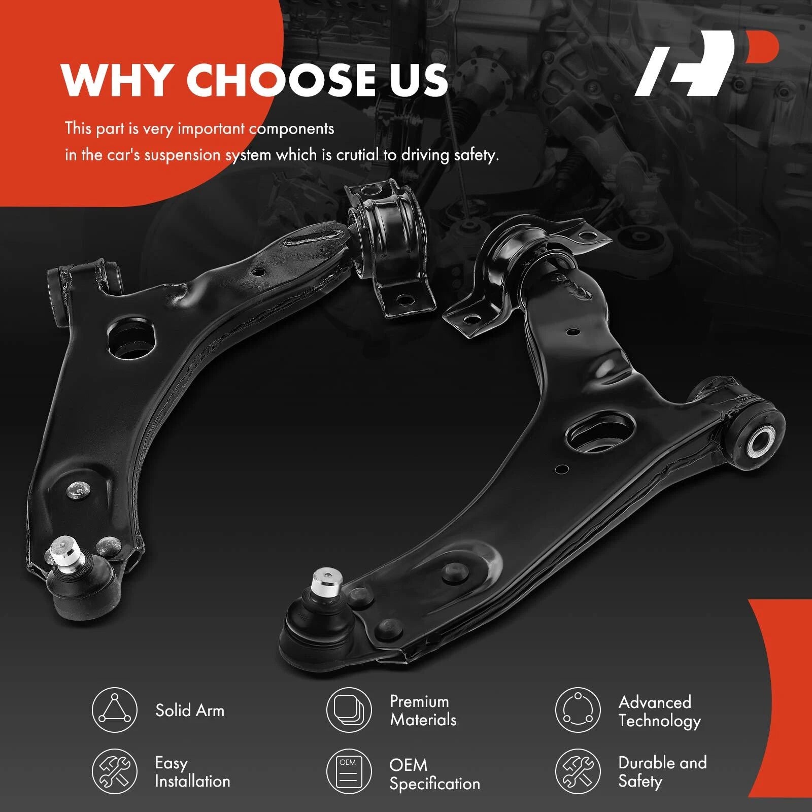 2X Front Lower Control Arm with Ball Joint for Ford Focus (2004-2011)