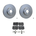 Set of 4 Hella Front Rotors & TRW Pro Low-Met Disc Brake Pads for Benz X253 GLC300 (2016–2023)