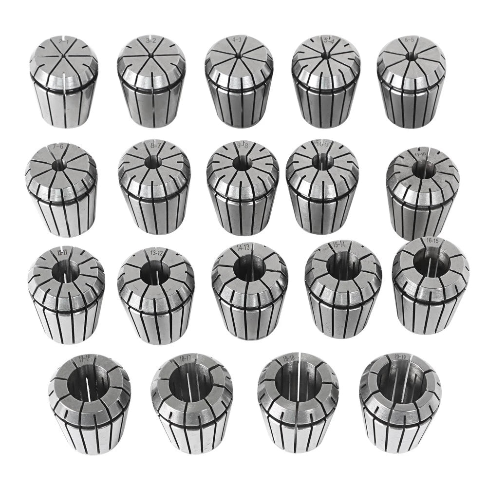 Set of 19 Metric Precision Spring Collets for CNC Engraving Milling (2-20mm)