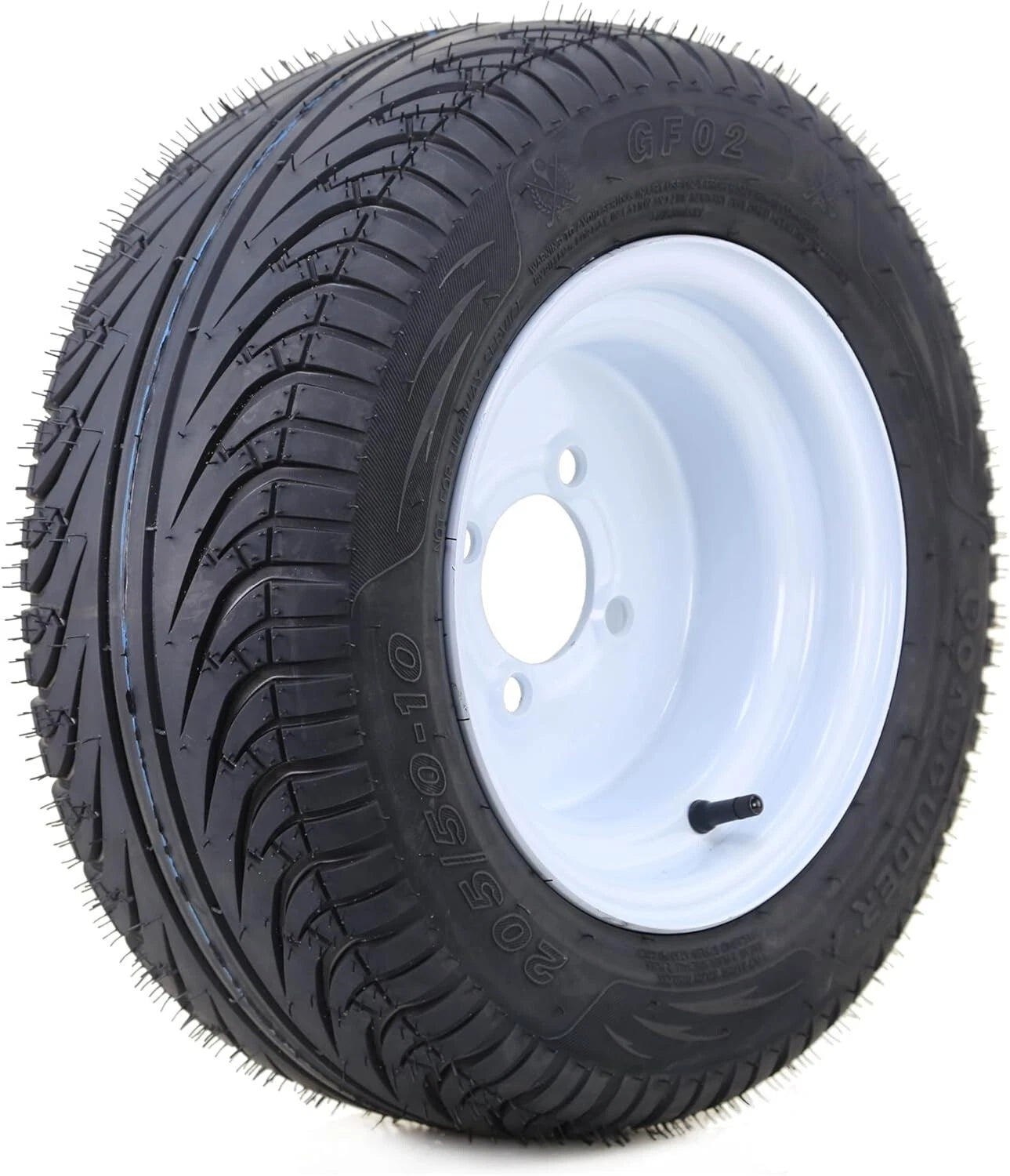 Libra 205/50-10 Golf Cart Tire Rim 4 Lugs 4" PCD White (14037)
