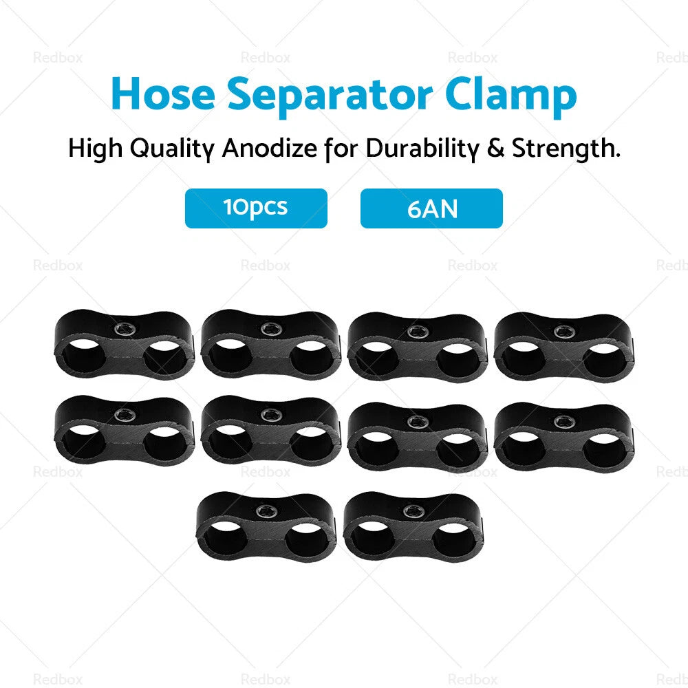 10x AN6 Nylon Braided Stainless Fuel Oil Line Hose Clamp for Universal