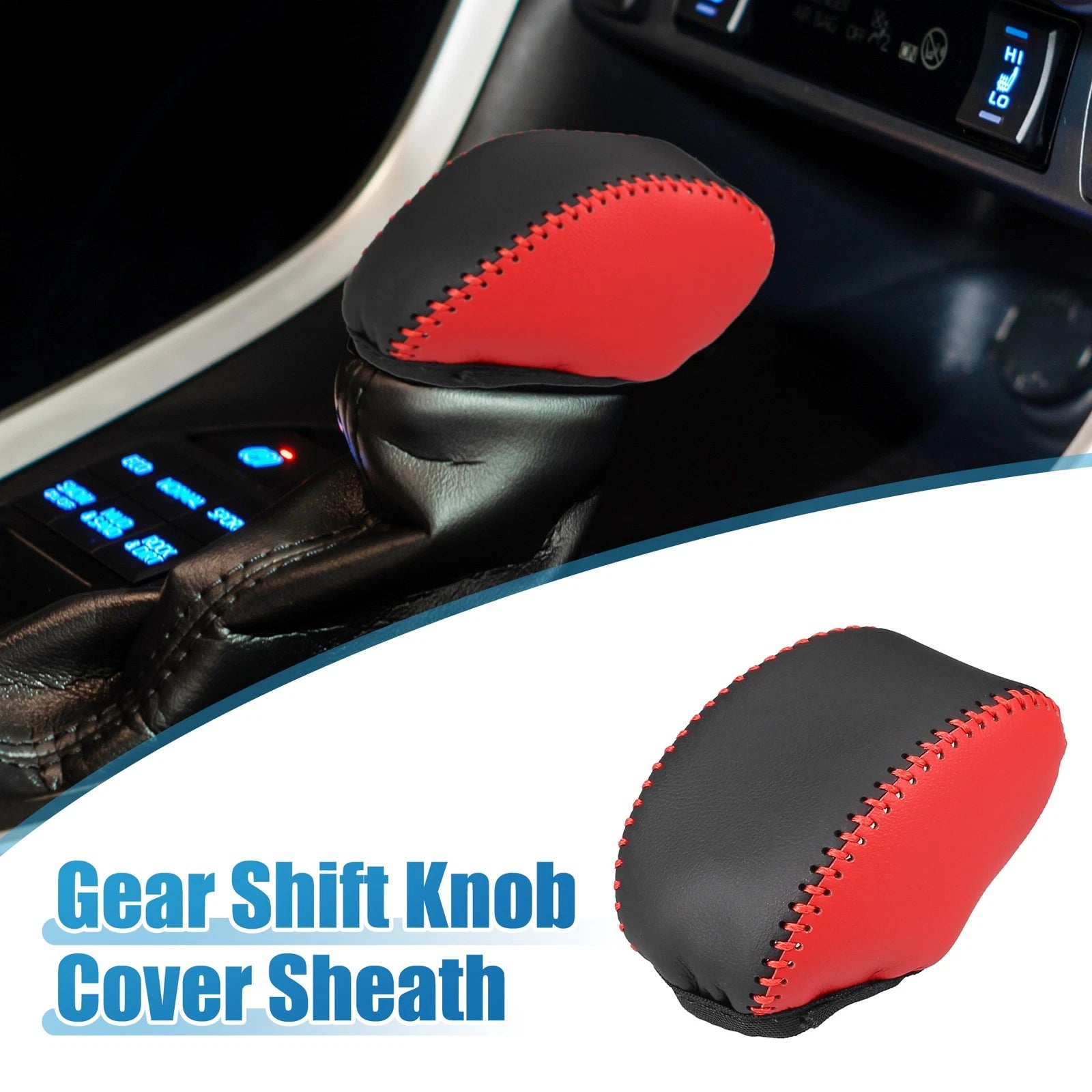 Automatic Gear Shift Knob Cover for Toyota RAV4 (2019–2023) Black Red