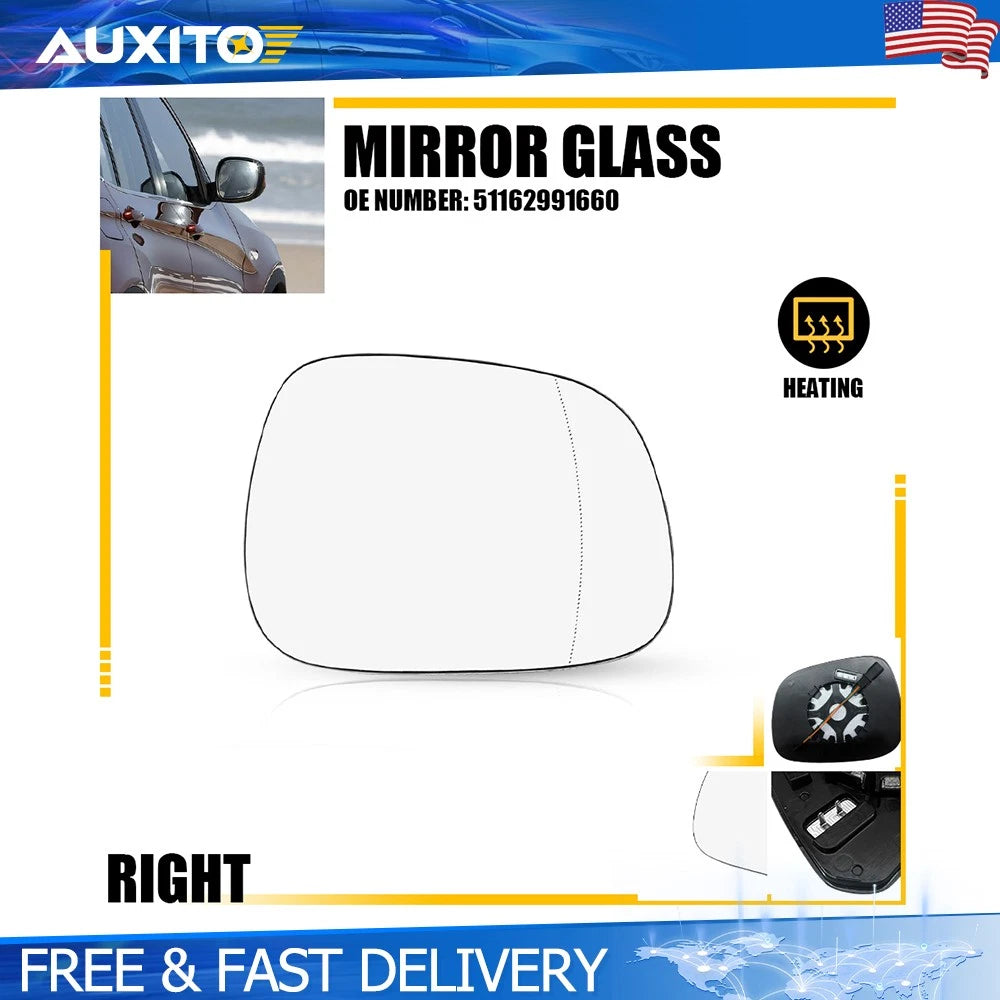 Passenger Right Side Mirror Glass for BMW X3 (2010–2014)