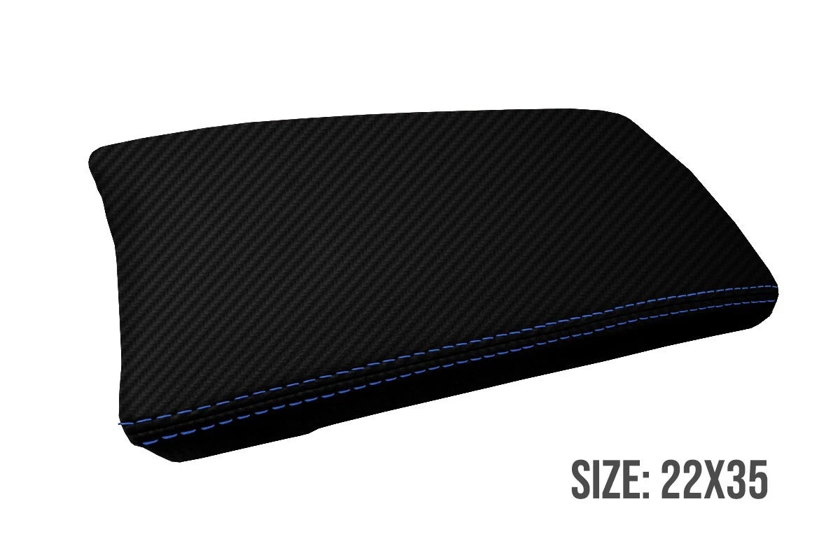 Console Armrest Cover for Toyota Prius (2010–2015) Carbon Fiber Blue Stitch