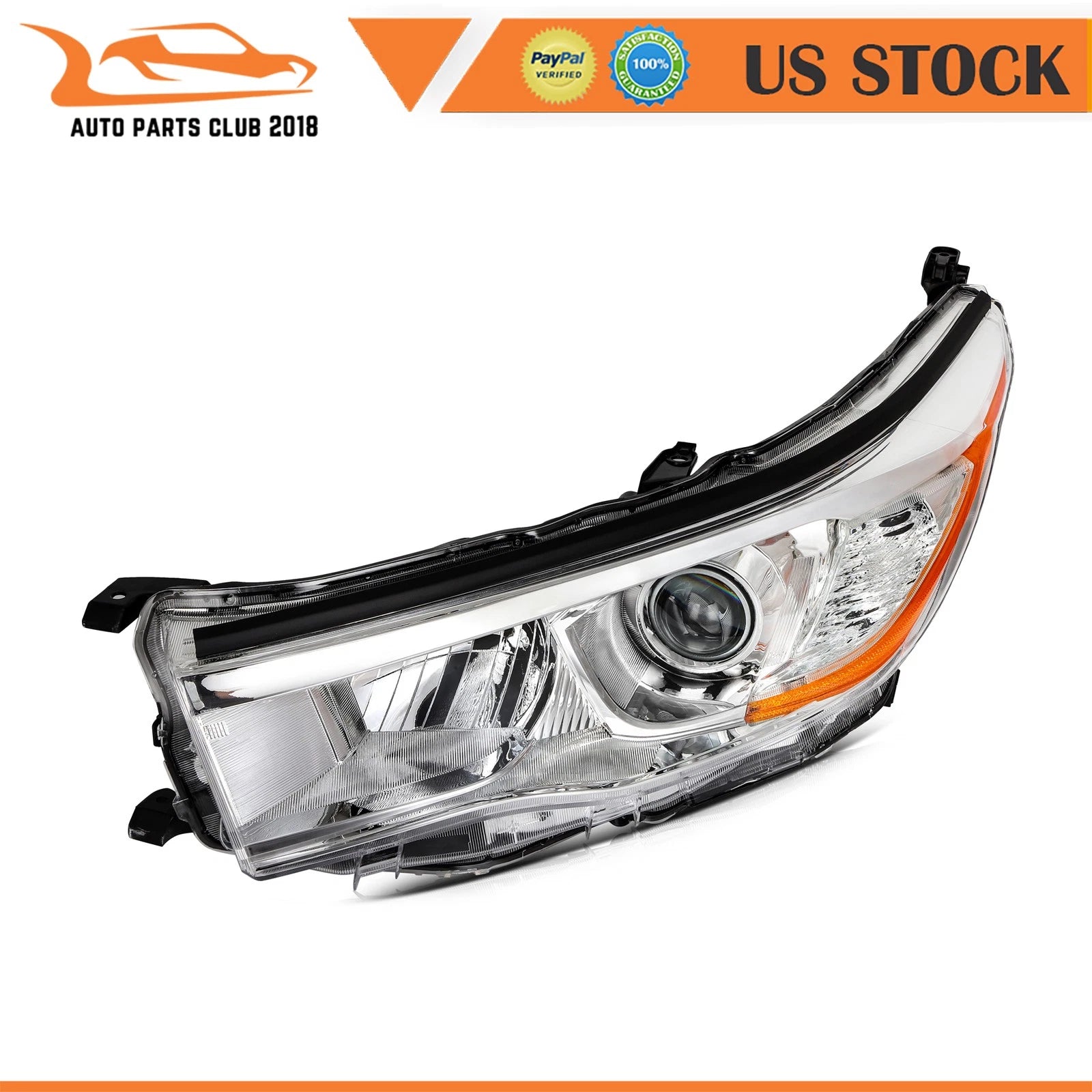 Chrome Housing Headlights Assembly L+R for Toyota Highlander (2014–2016)