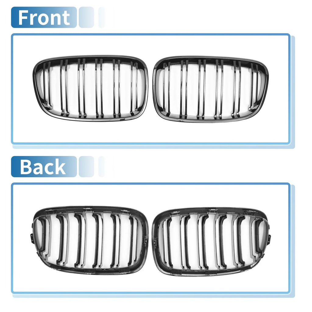 Pair Front Upper Bumper Grille for BMW 1 Series F20 (2011 - 2014) Double Slat