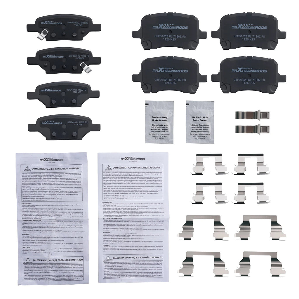 8pcs Ceramic Brake Pads Set for Saturn Aura (2007–2009) D1160 D1033