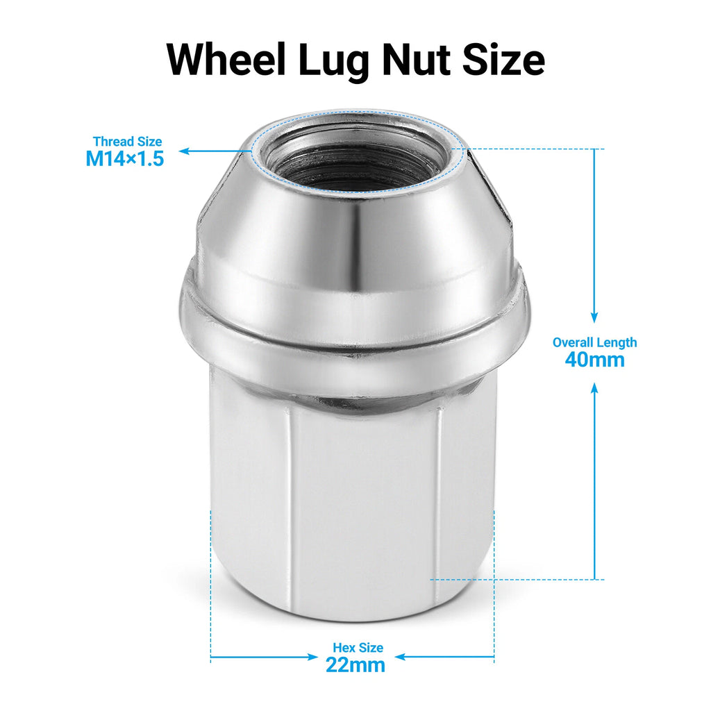 24x Chrome Lug Nuts M14x1.5 for Chevy Silverado Tahoe Suburban Colorado (2000–2023)