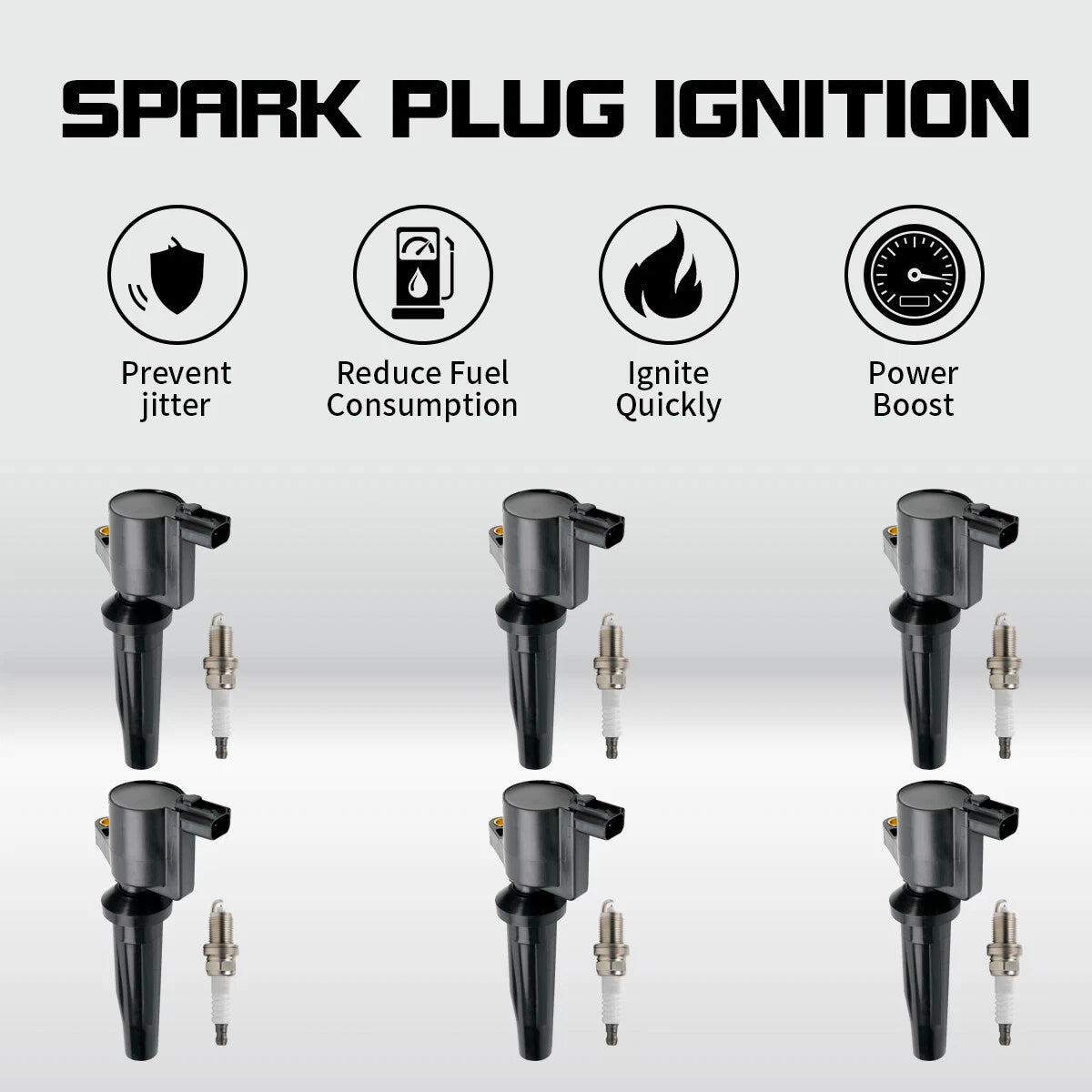 6X Ignition Coil & Iridium Spark Plug for Ford Escape V6 (2003–2008) FD502 SP433