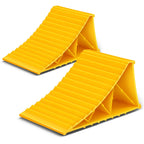 Set of 2 Yellow Stackable Triangular Wheel Chocks 8000lbs Capacity