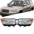 Set of 2 Headlight Replacement for Subaru Forester (2006–2008) Halogen Clear Lens