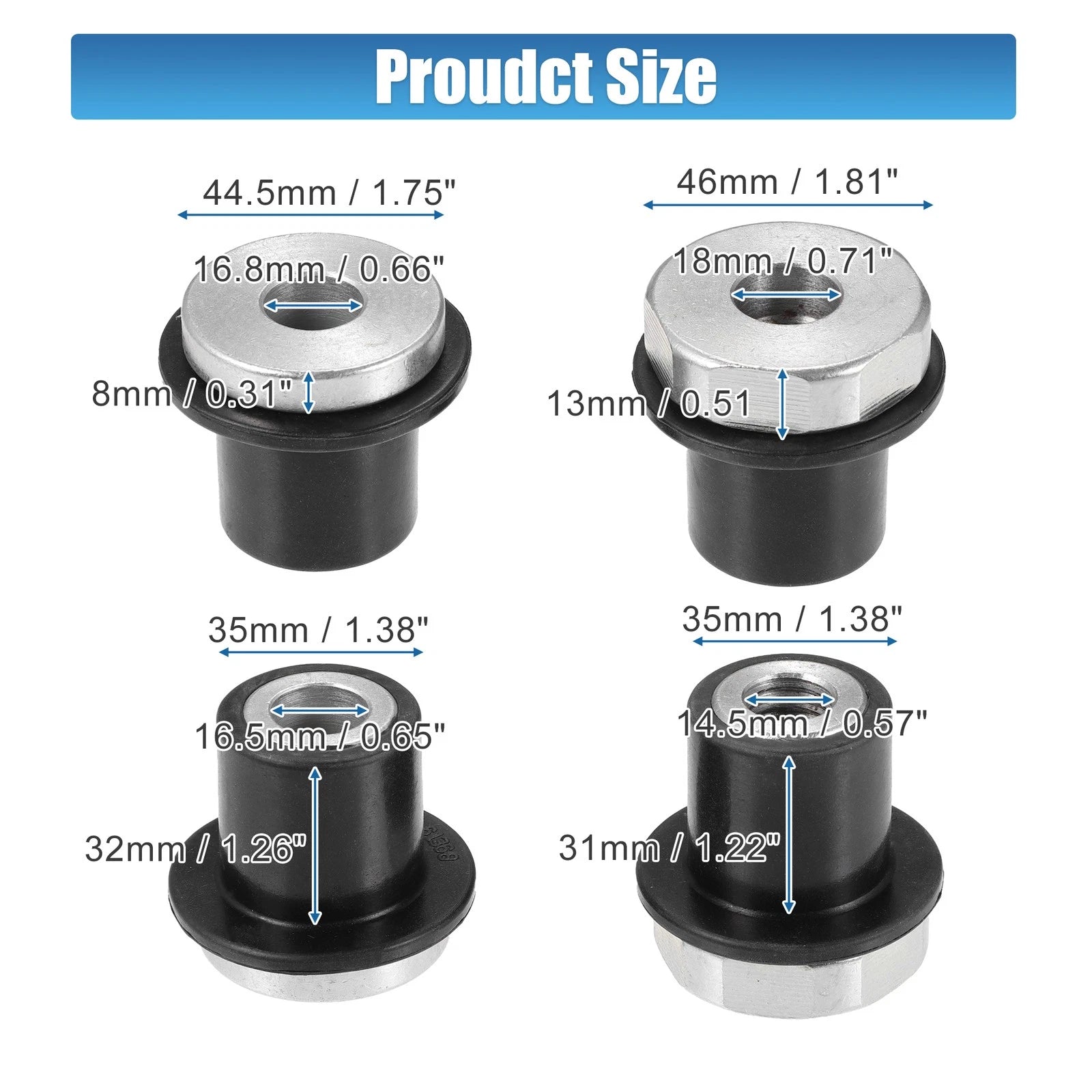 Set of 4 Steering Rack and Pinion Mount Bushings NO. 52106728AC for Dodge Ram