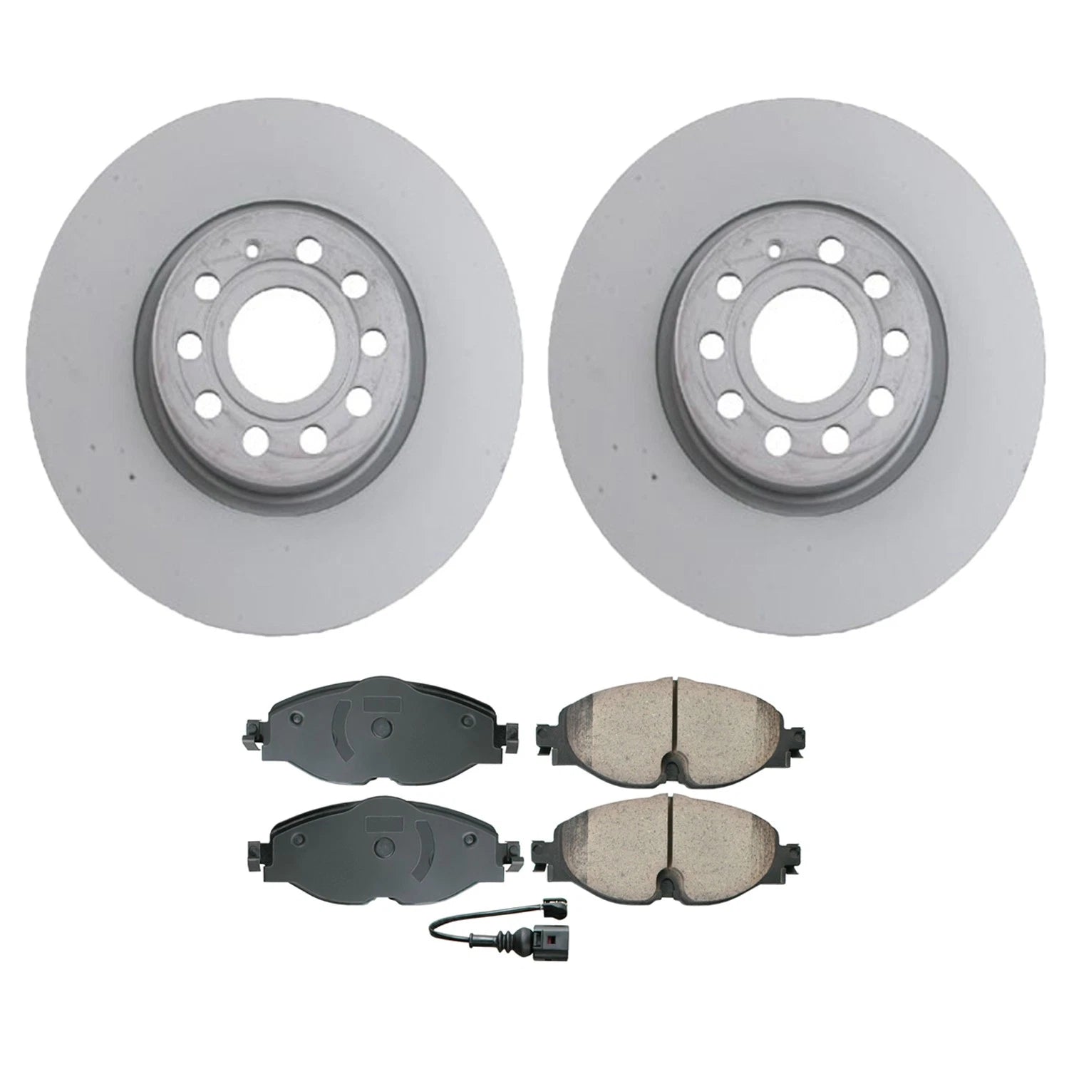 Set of 2 Front Rotors & Akebono Euro Disc Brake Pads for Audi A3 Quattro (2006–2013)