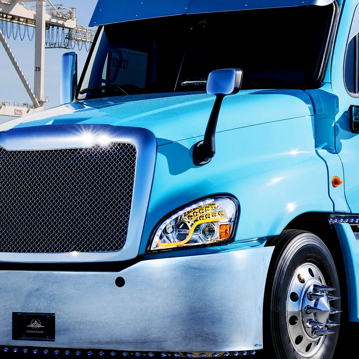 Pair LED Headlights With Dual Function DRL and Turn for Freightliner Cascadia (2018–2023)