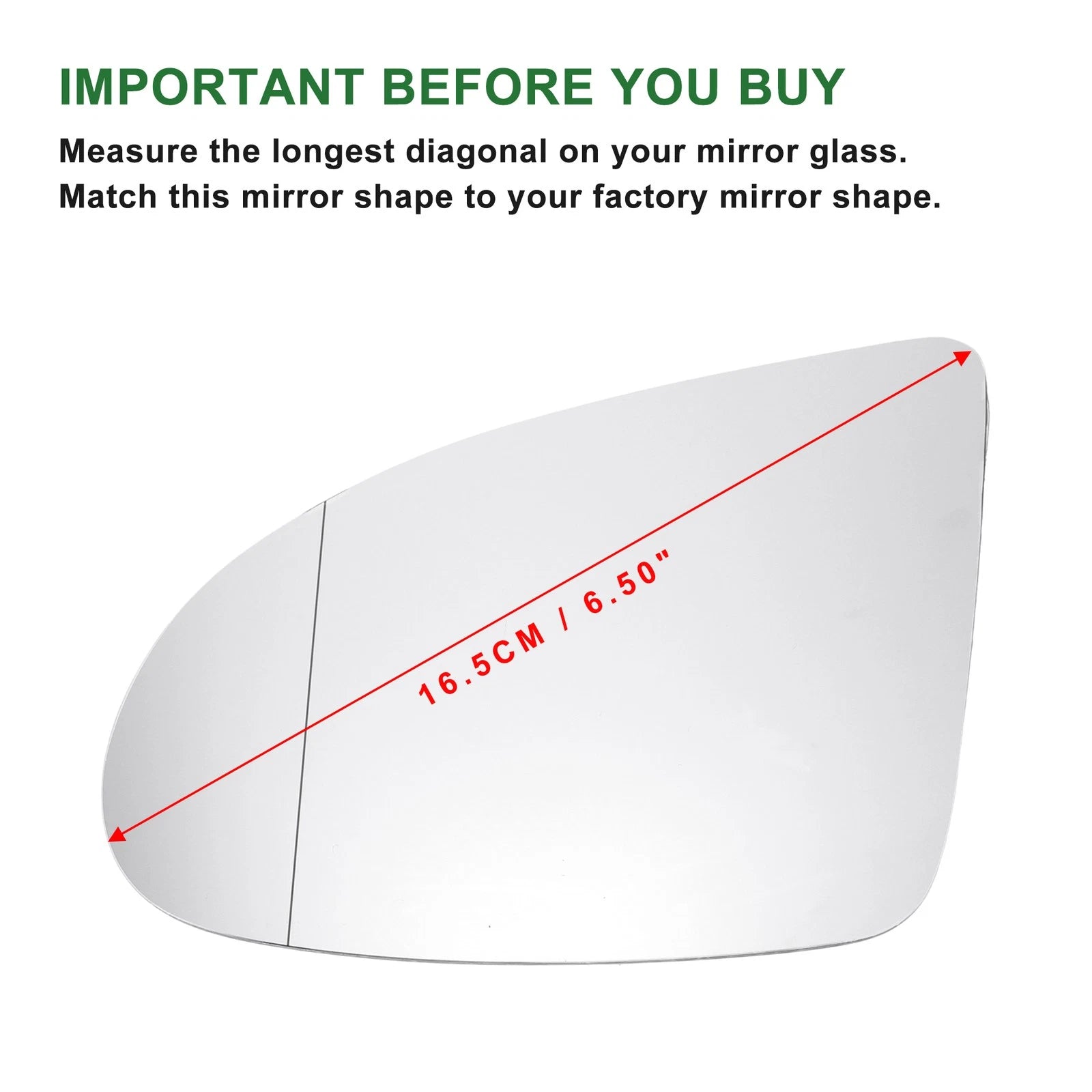 Heated Aspherical Left Side Mirror Glass for Audi A2 (2000–2005)