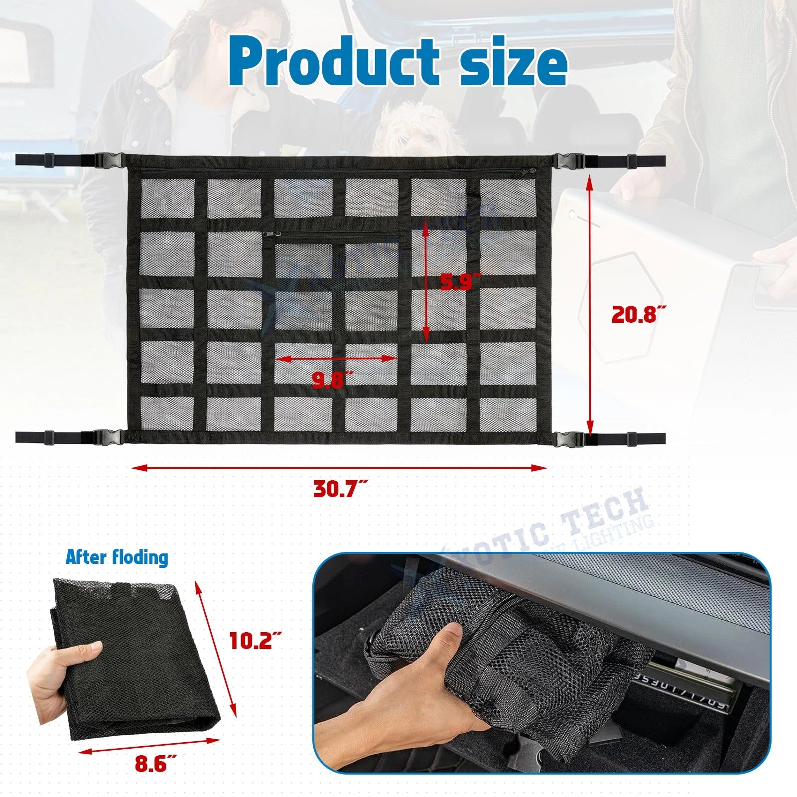 Cargo Net Pocket Roof Storage Organizer for Honda Civic (2016-2025)