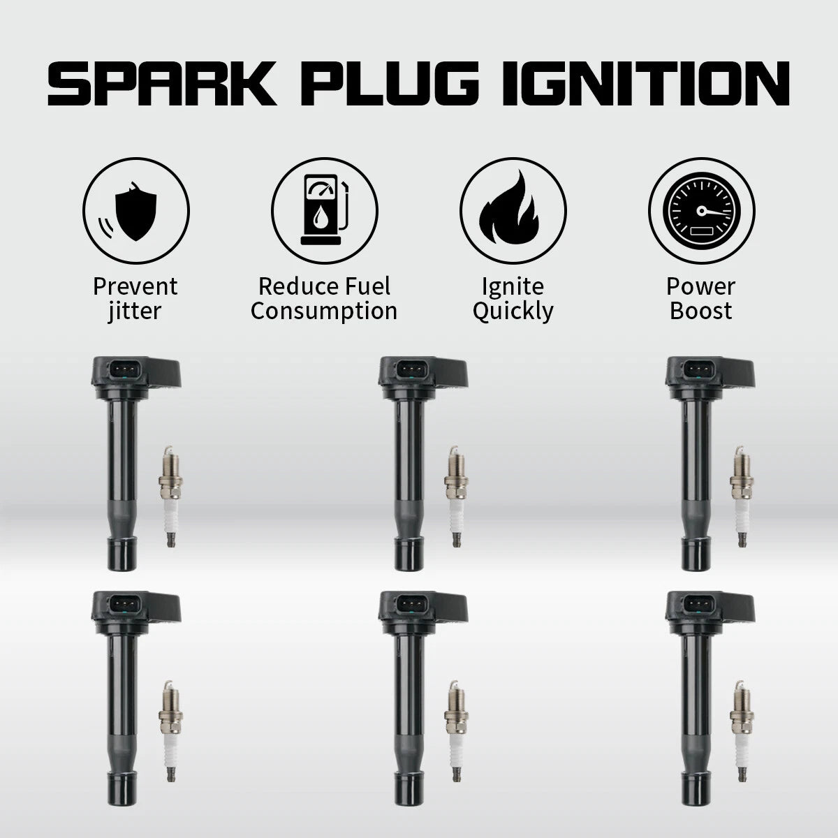 Set of 6 Ignition Coils & Iridium Spark Plugs for Honda Odyssey Accord Acura RL UF603