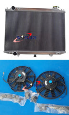 Aluminum Radiator & Fans for Nissan Navara D22 2.5L YD25 Turbo Diesel (98-04)