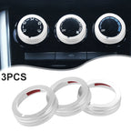 Set of 3 AC Air Conditioner Switch Knob Covers for Mazda CX-3 (2015) Silver Tone