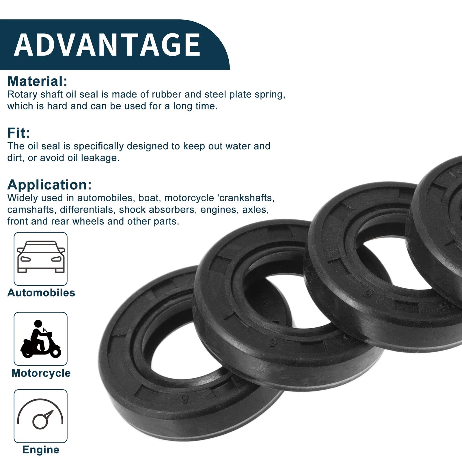 Set of 5 Oil Seal Rotary Shaft Seal NBR Rubber 14x25x6mm