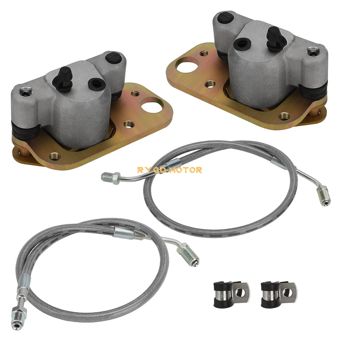 Front Brake Calipers with Hose Lines for Polaris Scrambler 400 500 Magnum 325 330 (1995–2005)