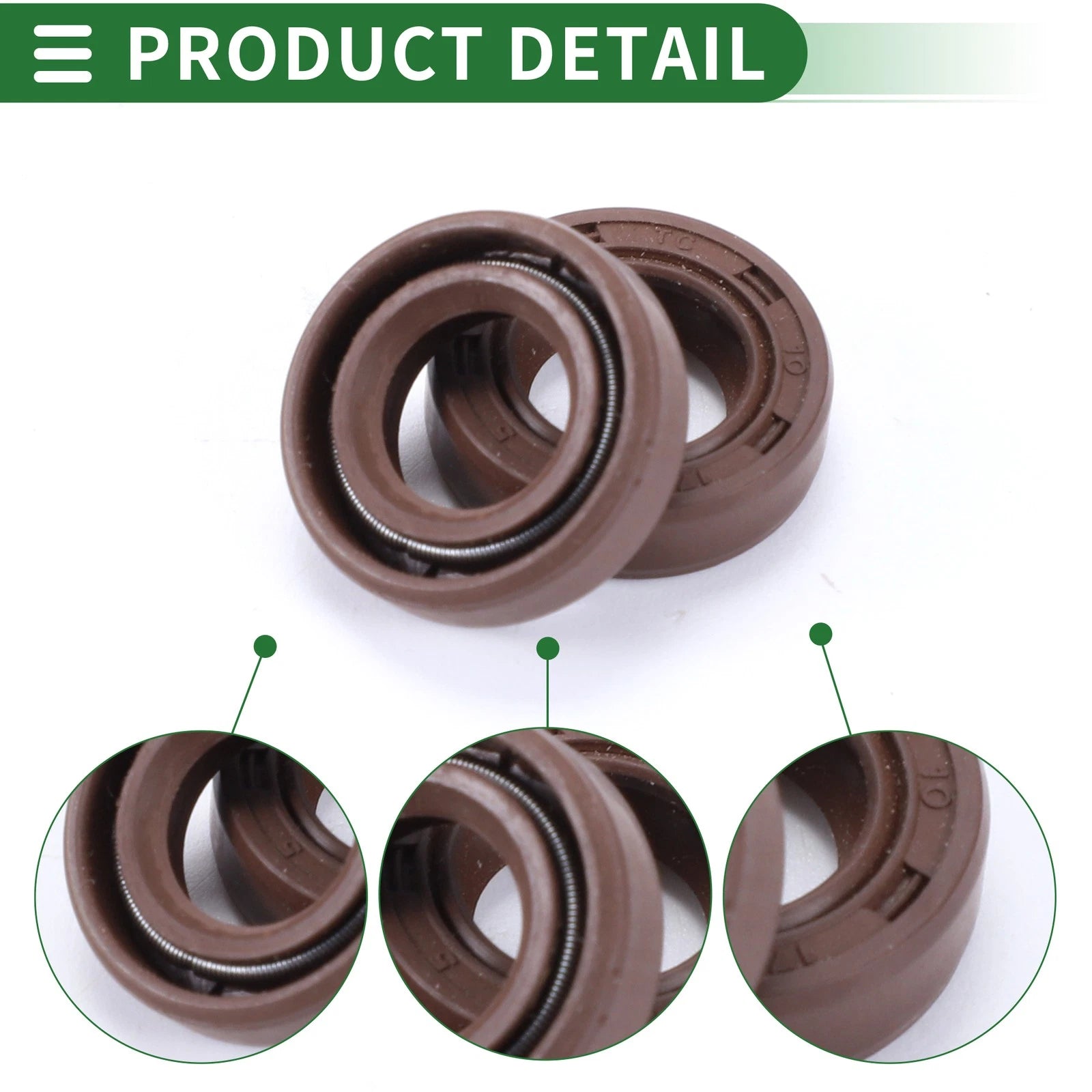 Set of 5 Oil Seal Ring 10x17x5mm for Rotary Shaft (Fluorine Rubber)