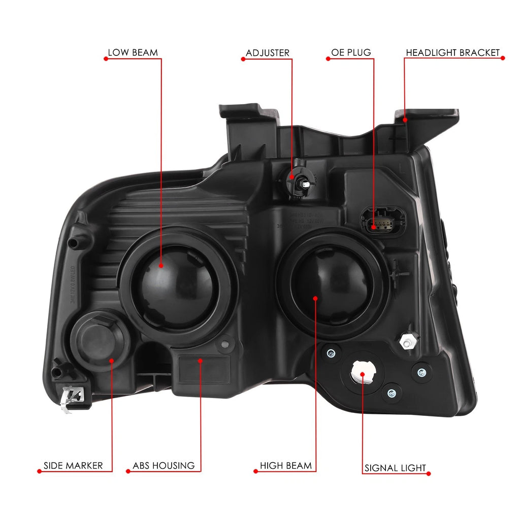 Headlight Lamp Driver Left for Ford Expedition (2015–2017) Black/Clear
