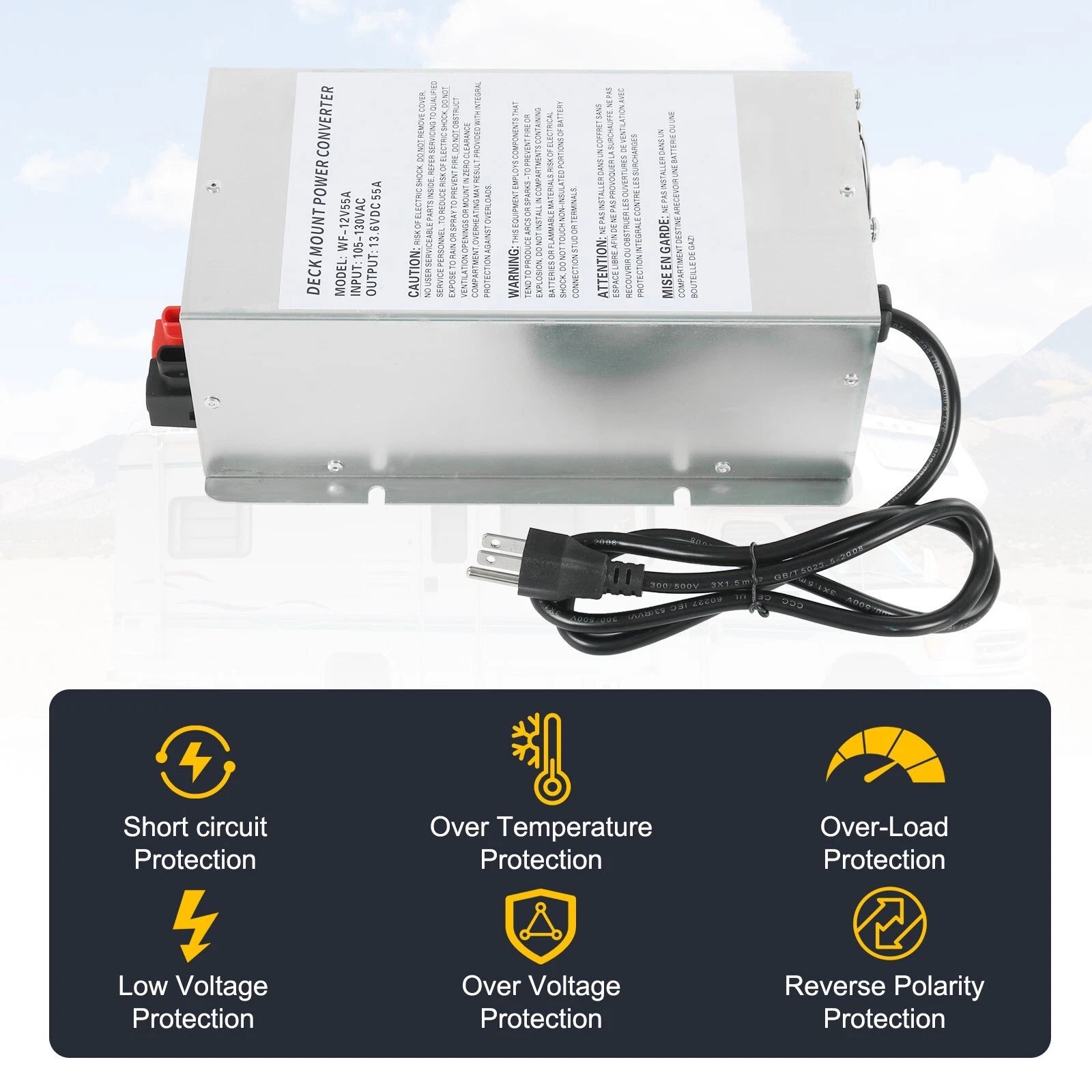 55 Amp Deck Power Converter for RV Trailer Camper (12V)