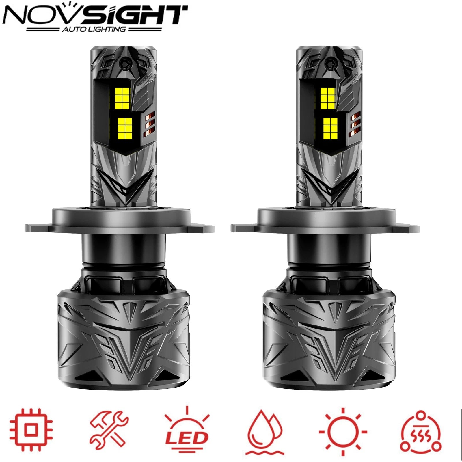 2X H4 9003 LED Headlight Bulbs for 240W 50000LM 6500K