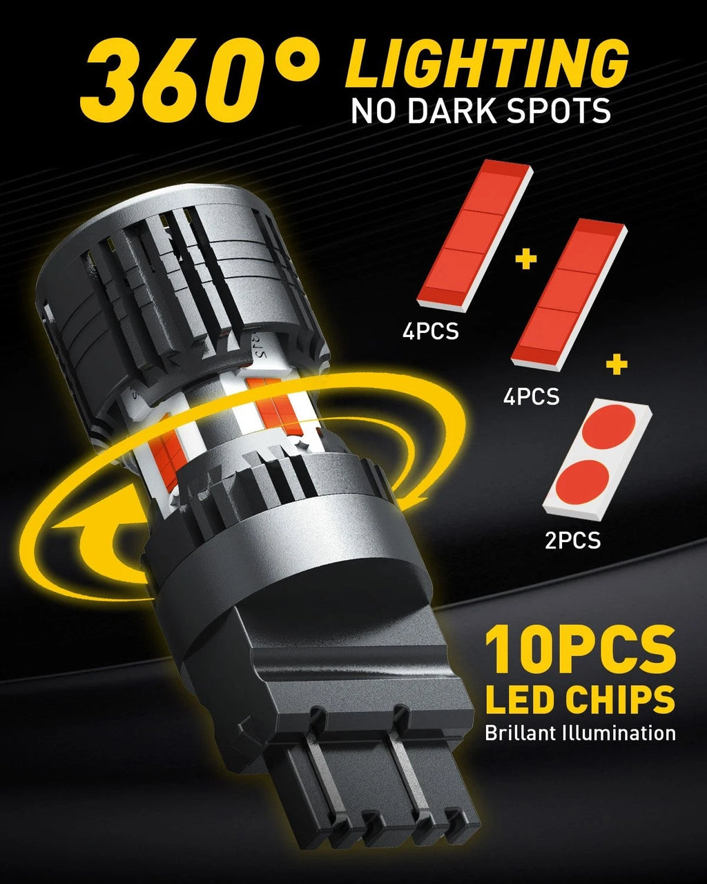 4X 3157 3047 3156 Red LED Stop Brake Tail Light Bulb for GMC Chevy (2010–2023)