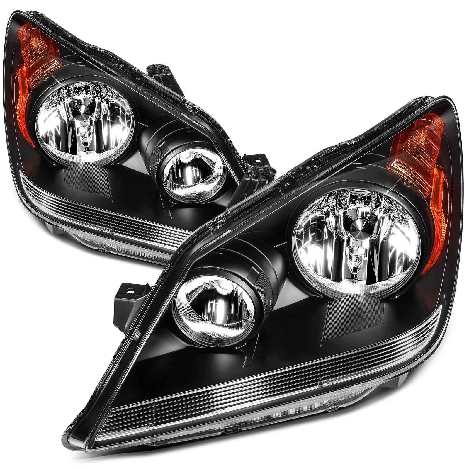 2X Headlight Assembly for Honda Odyssey (2008–2010) - Black Amber
