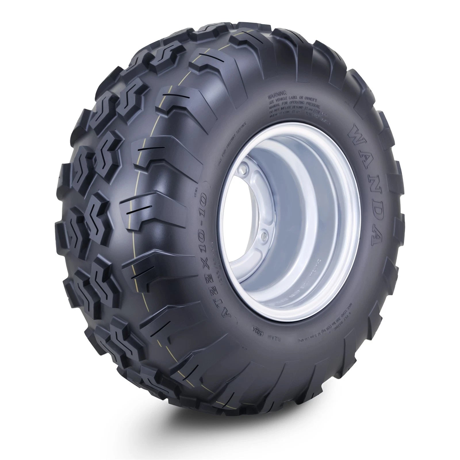 WANDA ATV Tire & Wheel 22X10-10 4 Lugs 156mm PCD 3+5 Silver Wheel 10238