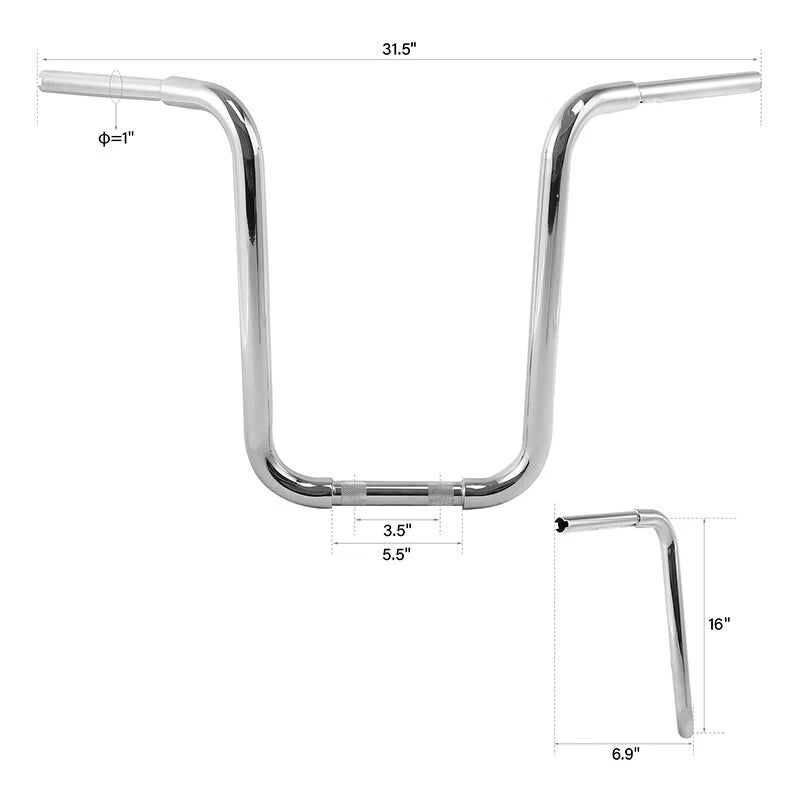 16" Rise 1 1/4" Ape Hanger Handlebar for Harley Davidson FLST FXST Sportster