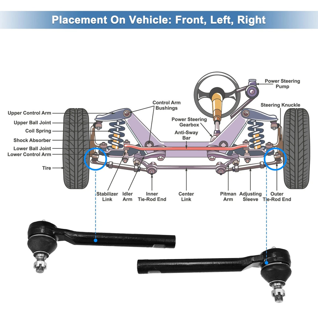 2pcs Front Tie Rod End ES800035 S800055 for Hyundai 