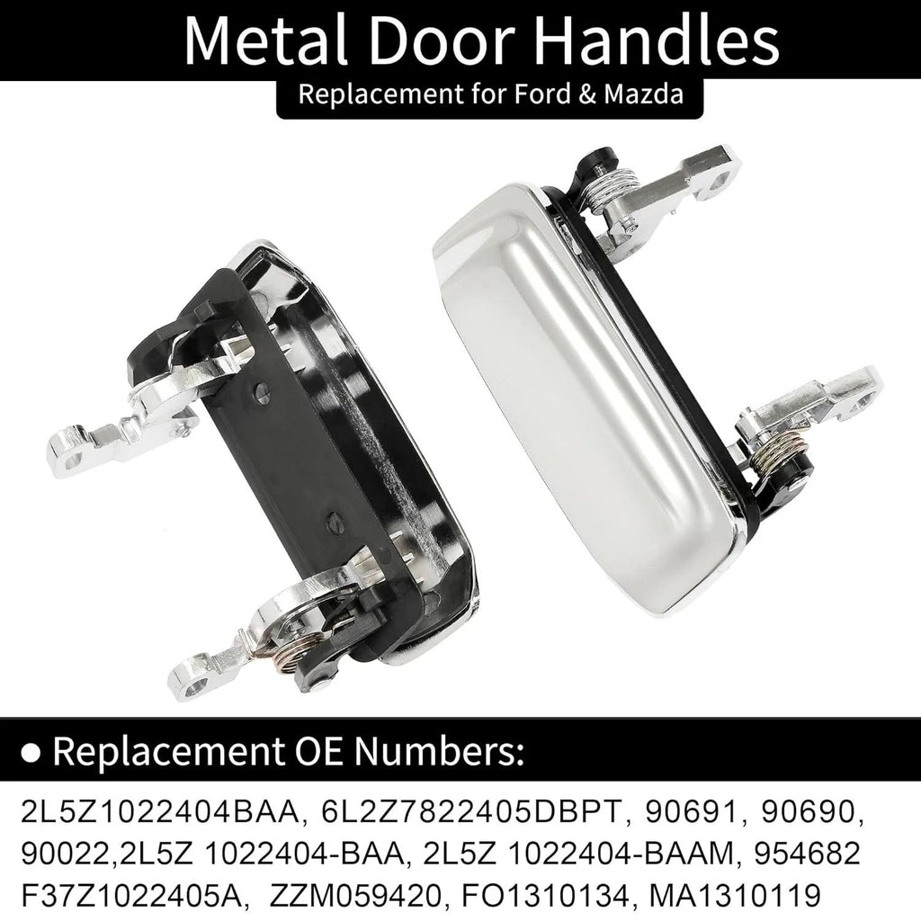 Set of 2 Metal Exterior Door Handles for Ford Ranger Mazda (1998–2011)