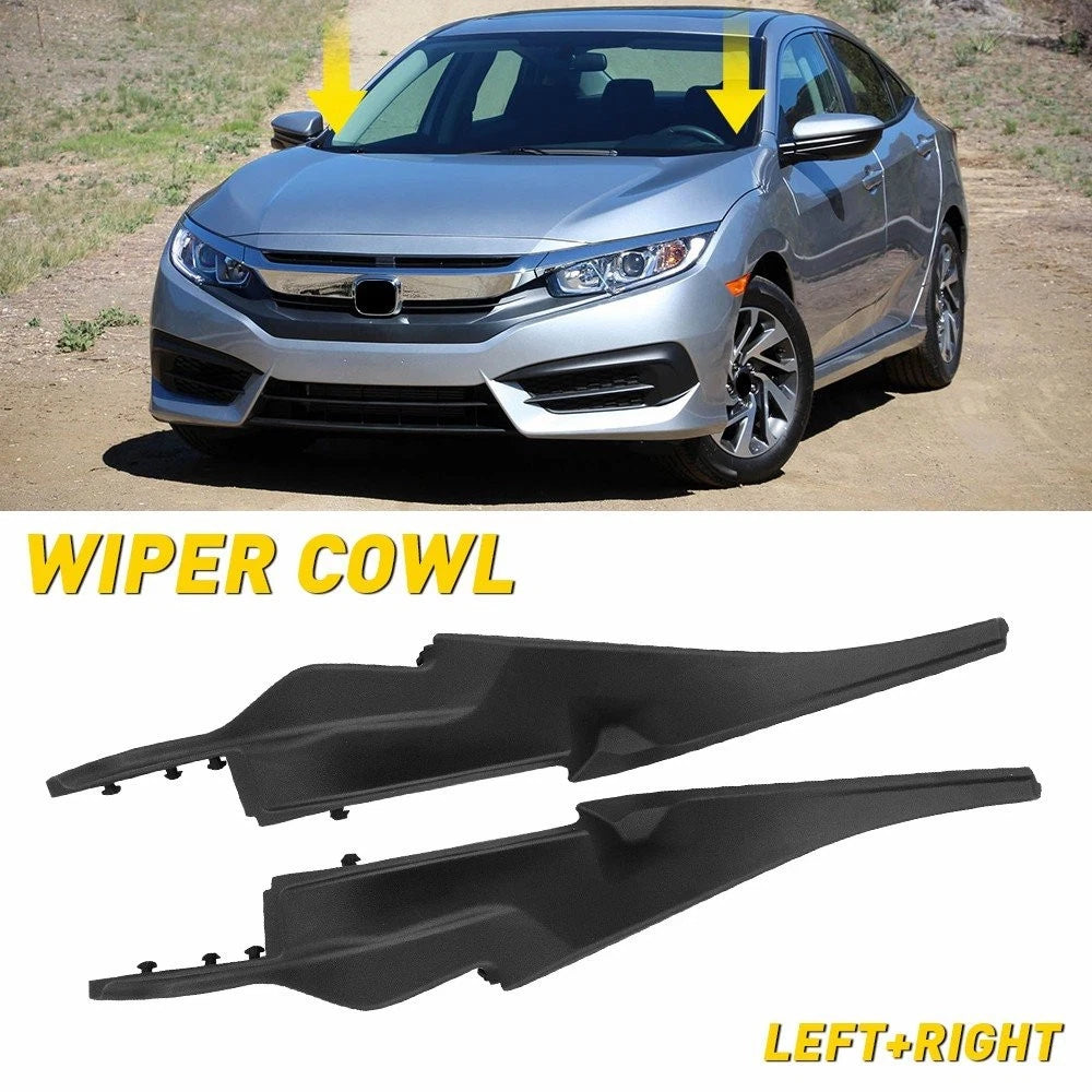 Set of 2 Front Windshield Wiper Cowl Panel Cover Trim for Honda Civic (2016–2020)