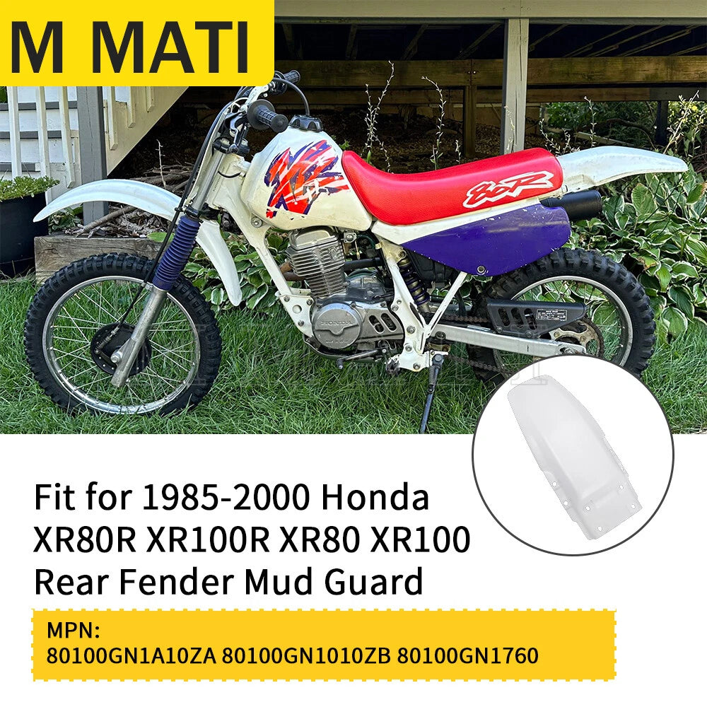 Rear Fender for Honda XR80R XR100R (1985–2000) White Plastic Mud Guard