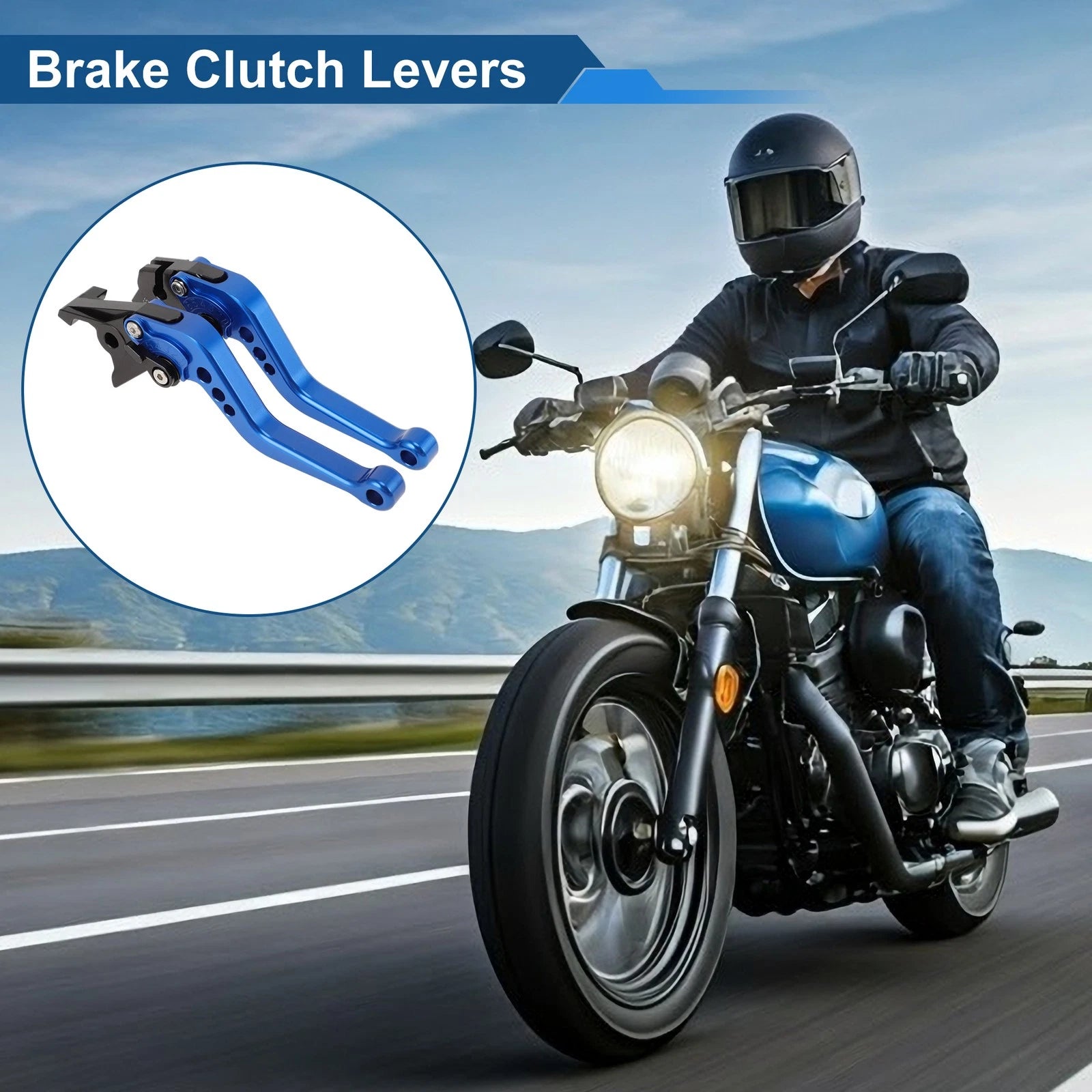 Adjustable Short Brake Clutch Levers Set of 2 for Suzuki SV650 (1999–2010) Solid Blue