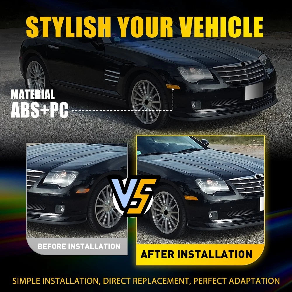 Amber Front Bumper Side Marker Reflector Lights for Chrysler Crossfire (2004–2008)