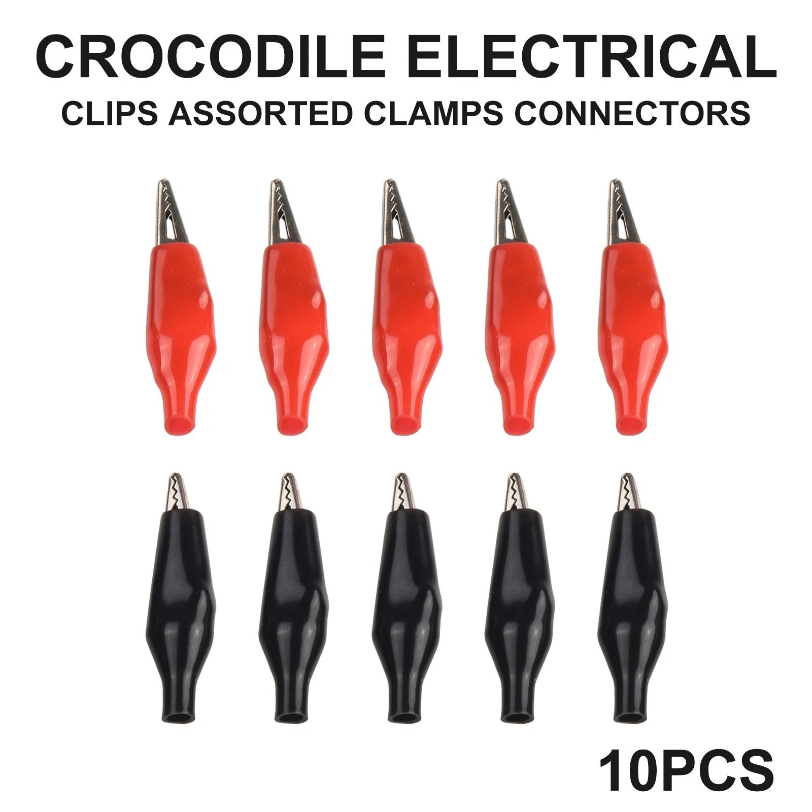 Set of 10 Insulated Crocodile Clips Battery Connectors 5A Clamps