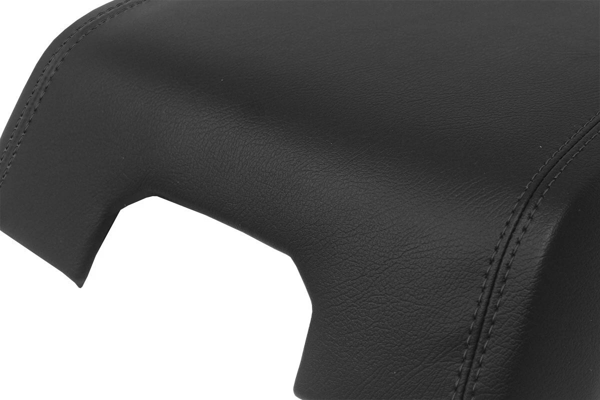 Leather Console Lid Armrest Cover for Ford F150 Raptor (2015–2020) Black Stitch