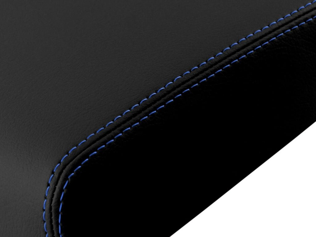 Leather Console Lid Armrest Cover for Jeep Grand Cherokee (2005–2010) Blue Stitch
