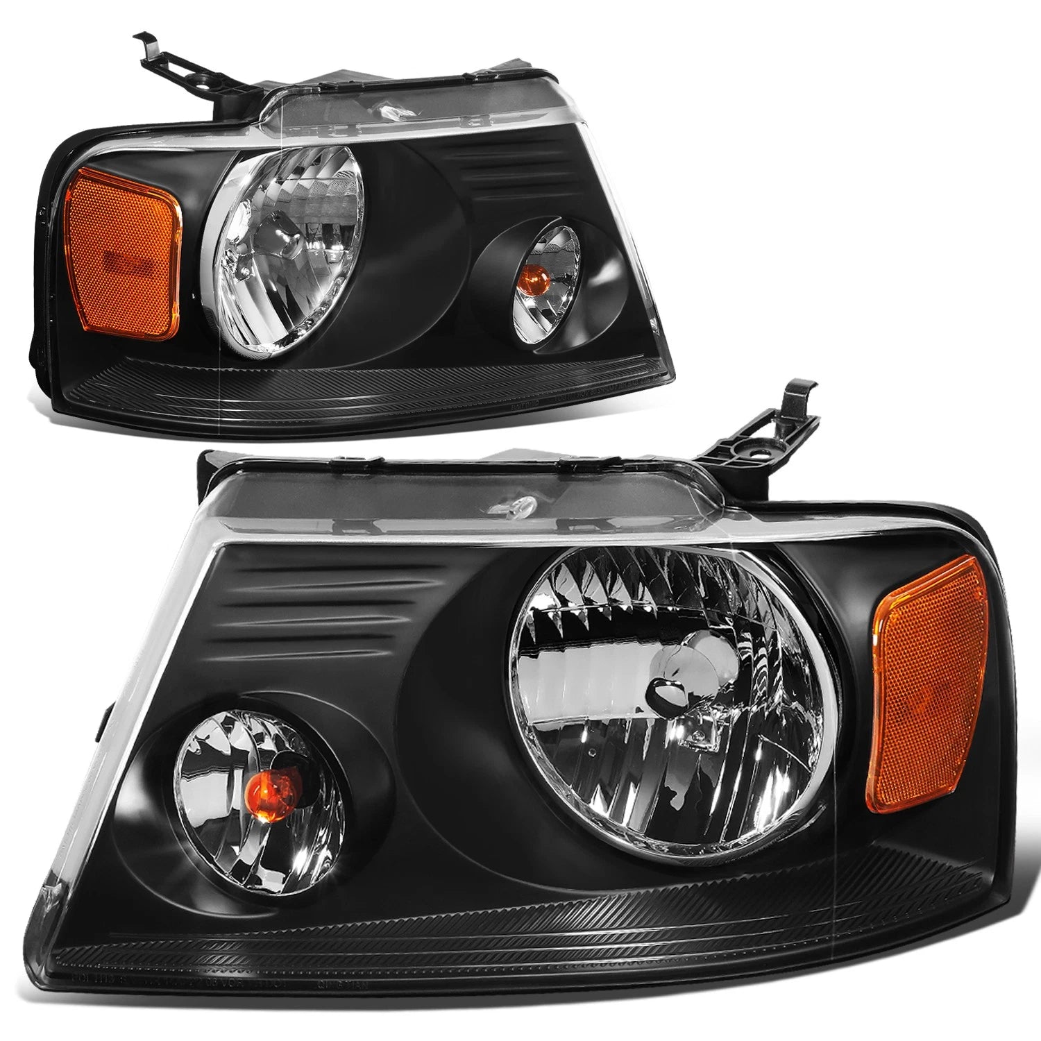 Black Headlight, Amber Lens Corner, LED Fog Light Set for Ford F150 (2004–2008)