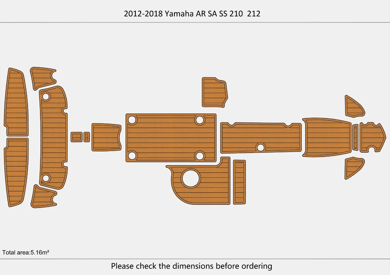 Swim Platform Cockpit Pad for Yamaha AR SA SS 210 212X (2012–2018) EVA Teak Floor