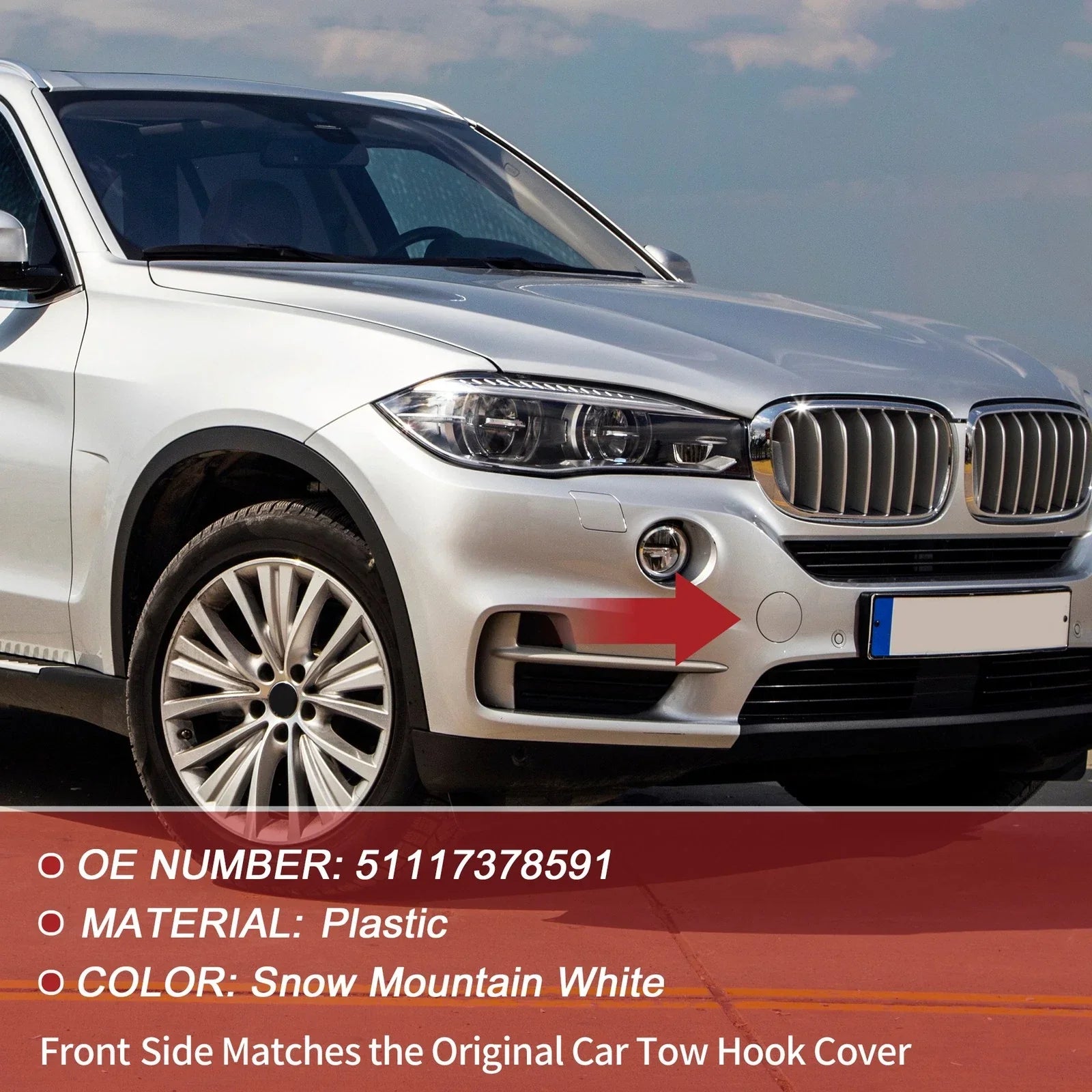 Front Car Bumper Tow Hook Cover for BMW X5 (2014-2018)