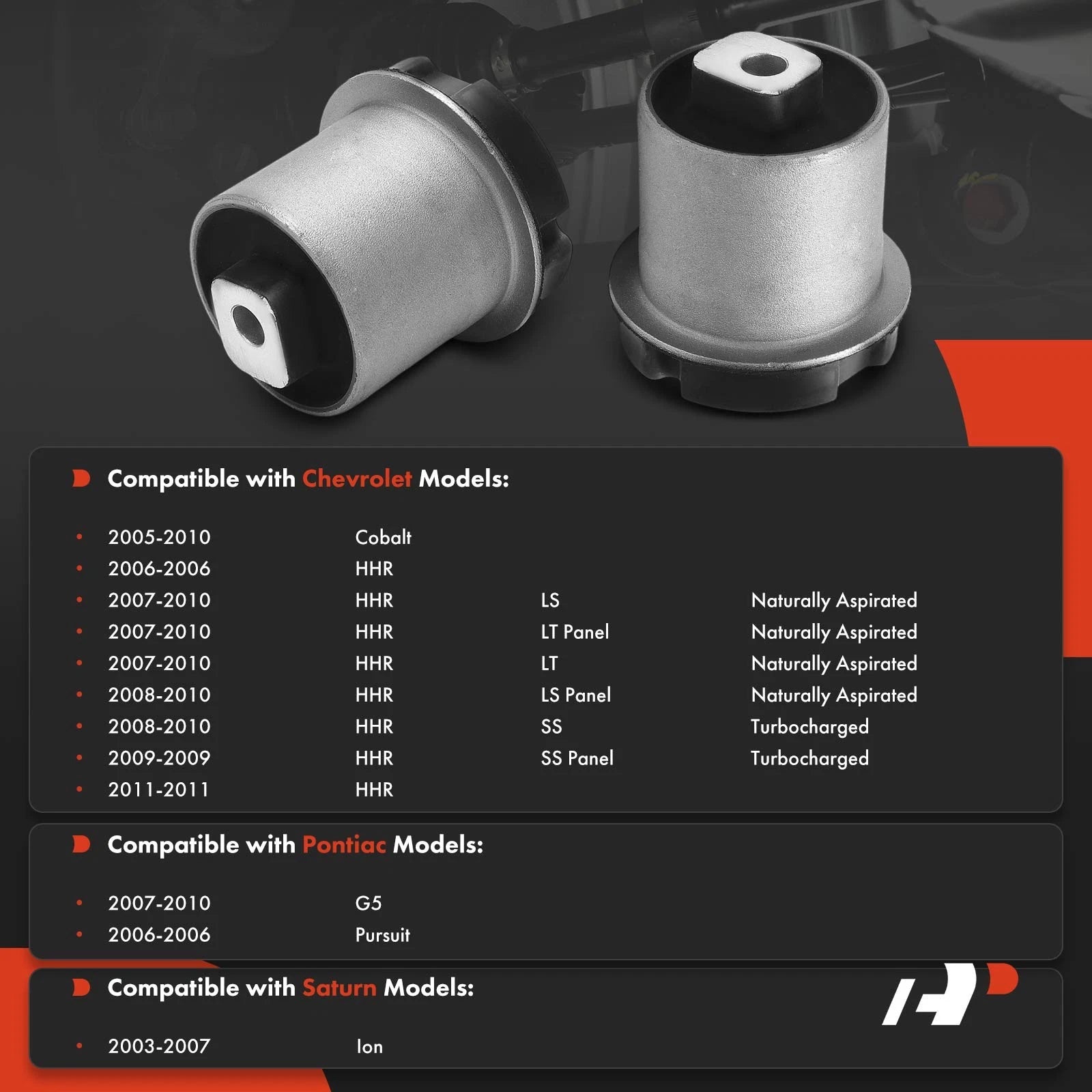 2 Rear Lower Control Arm Bushings for Chevrolet HHR (2006–2010)