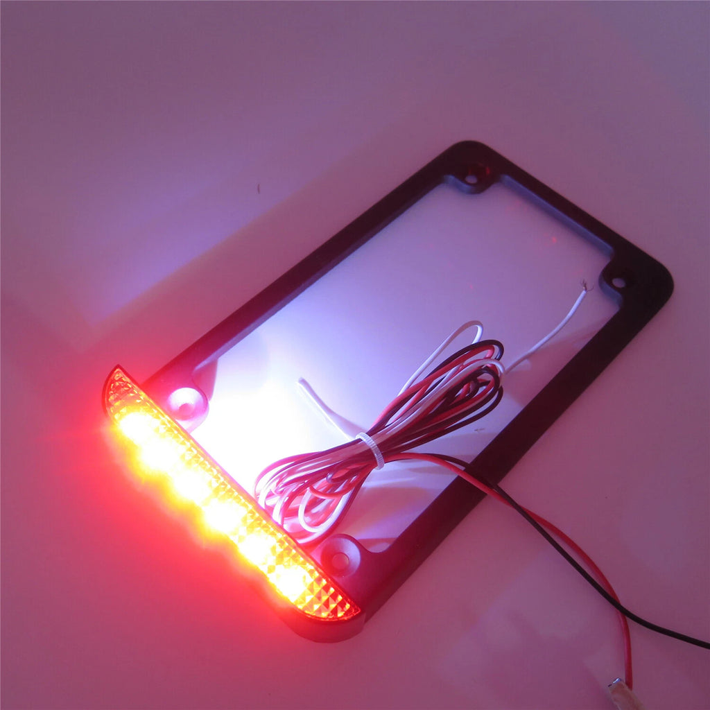 LED License Plate Frame with Brake Tail Light for Universal Motorcycle